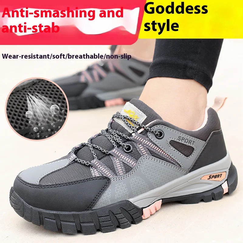 Womens Indestructible Steel Toe Safety Shoes Anti-Punctur Work Boots Summer Breathable Low Cut Anti-Slip Safety Shoes Breathable 250731