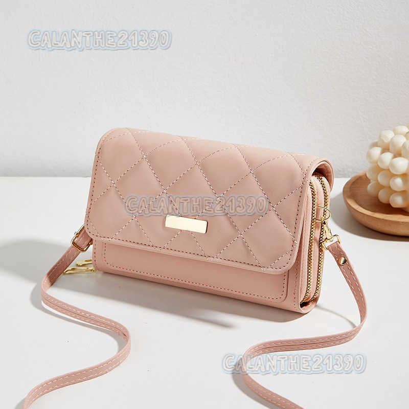 Double Layer Embroidered Mobile Phone Bag 2025 Womens Bag New Diamond Grid Envelope Small Fragrant Style Shoulder Bag Womens Crossbody Bag H250801