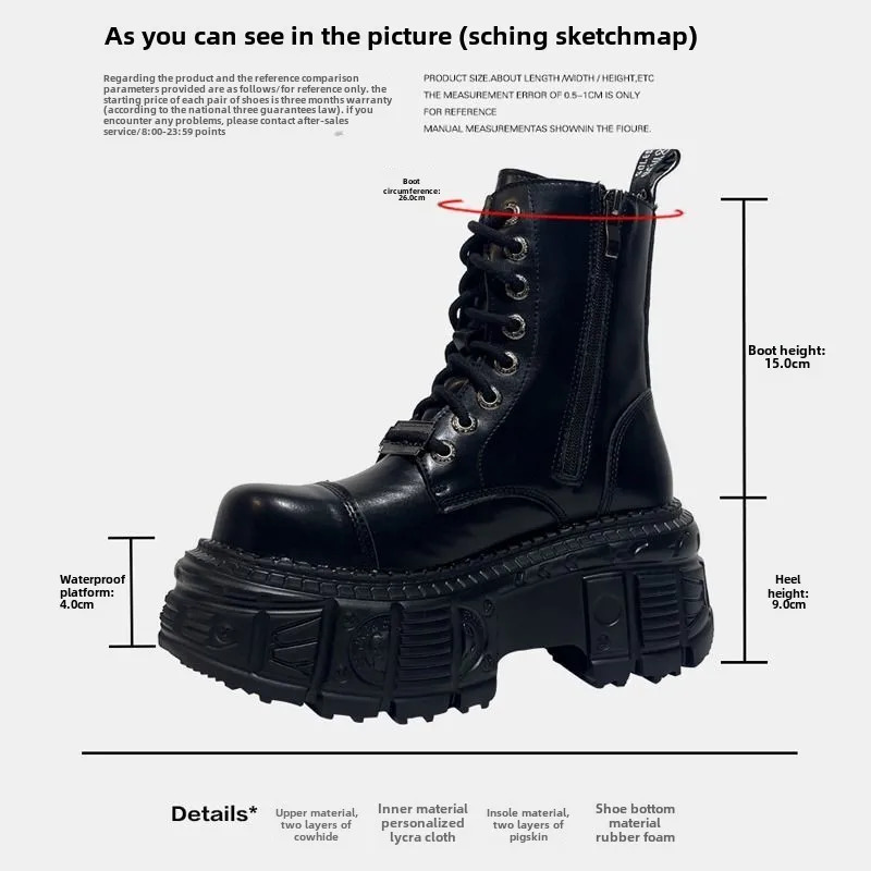 3642 Cos Female Ultrahigh Thick Bottom 9cm Punk tie Heels Women High Top Platform Boots 250801