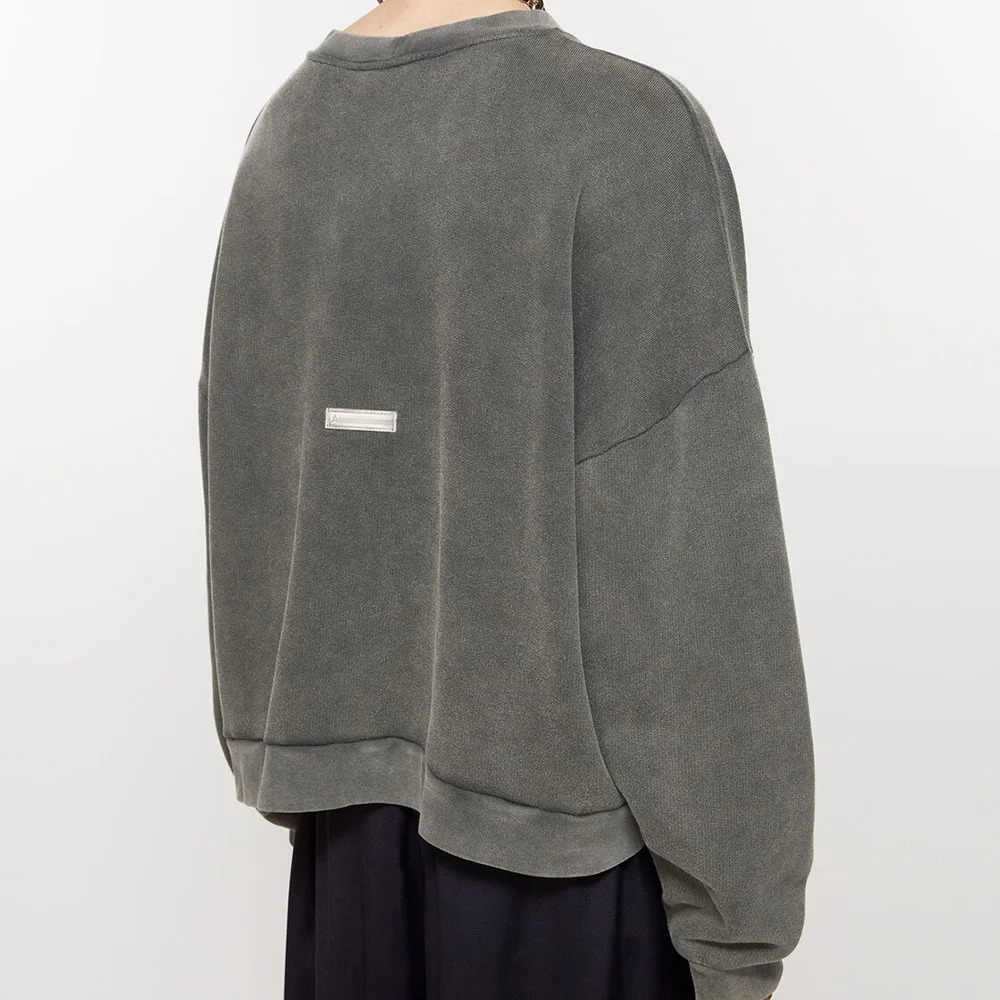 PFNW High Street Washed Distressed Round Neck Sweatshirt Unisex Loose Oversized Long Sleeve Drop Shoulder Pullover Top 28W5655 250729