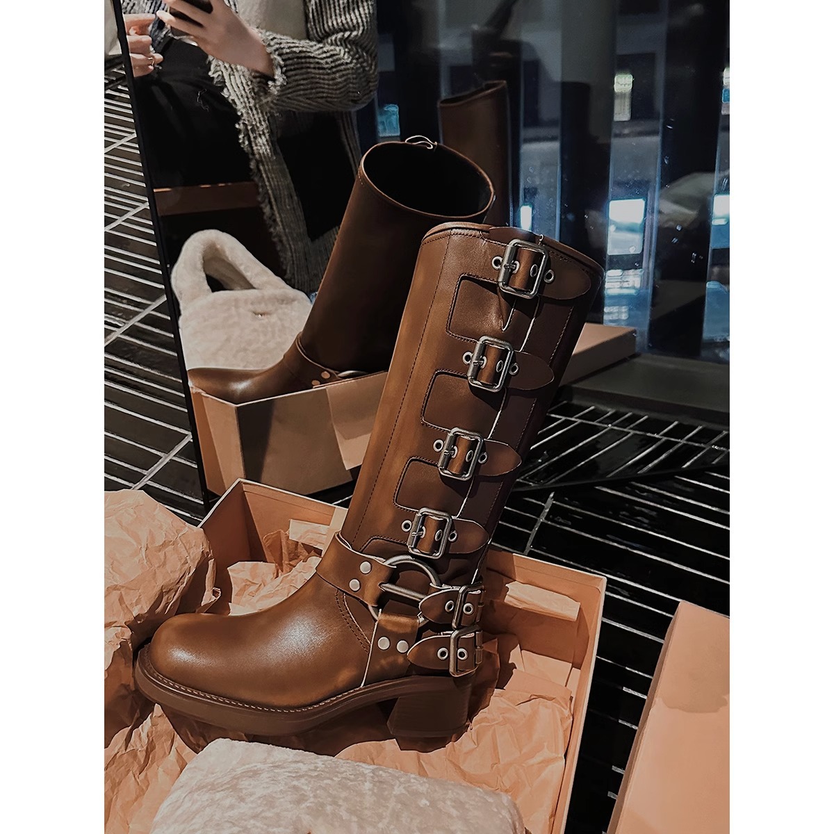 New Free Shipping designer boots for womens boots black brown New Fashionable Mid high Western cowboy boots for female knights