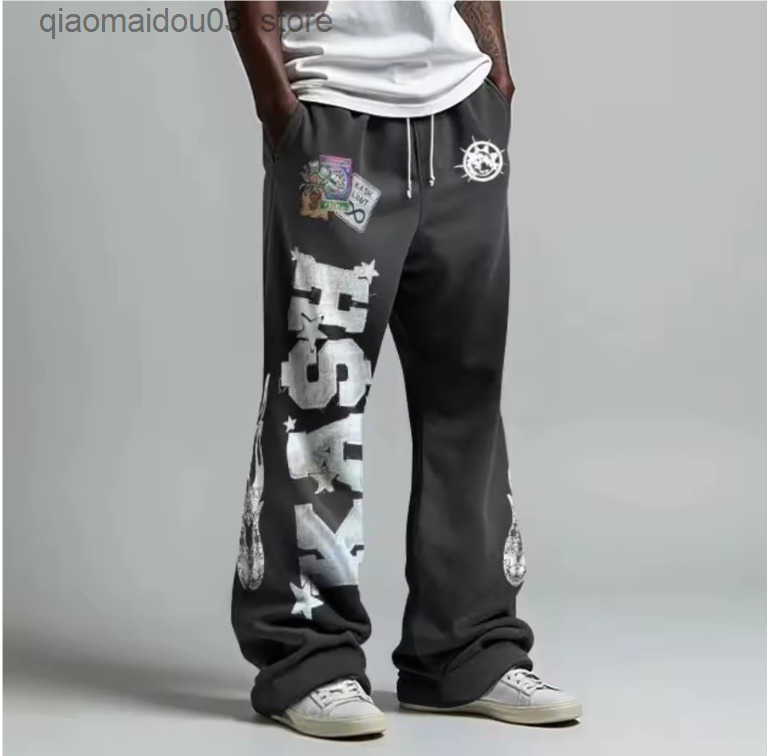 Y2K Mens Sweatpants 2024 Gothic Baggy Hip Hop Joggers Double-Layer Design Z250731