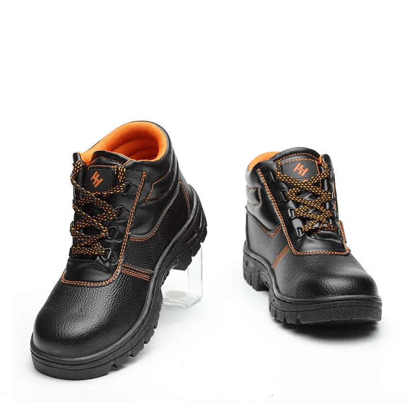 Men Leather Safety Shoes Steel Toe Puncture-proof Indestructible Shoes Work Boots Construction Work Protective Shoes G210 250731