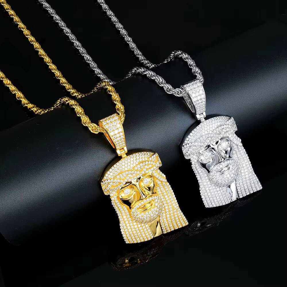 Wholesale Prices Hiphop Jewelry Iced Out 925 Sterling Silver Diamond Mossanite Moissanite Jesus Pendant for Men Chain Necklace