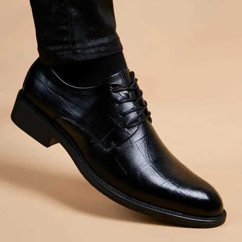 2024 Trend Mens Formal Shoes Leather Casual Social Shoe Male Pointed Toe High Quality Official Office Cheap Clearance XJ250801