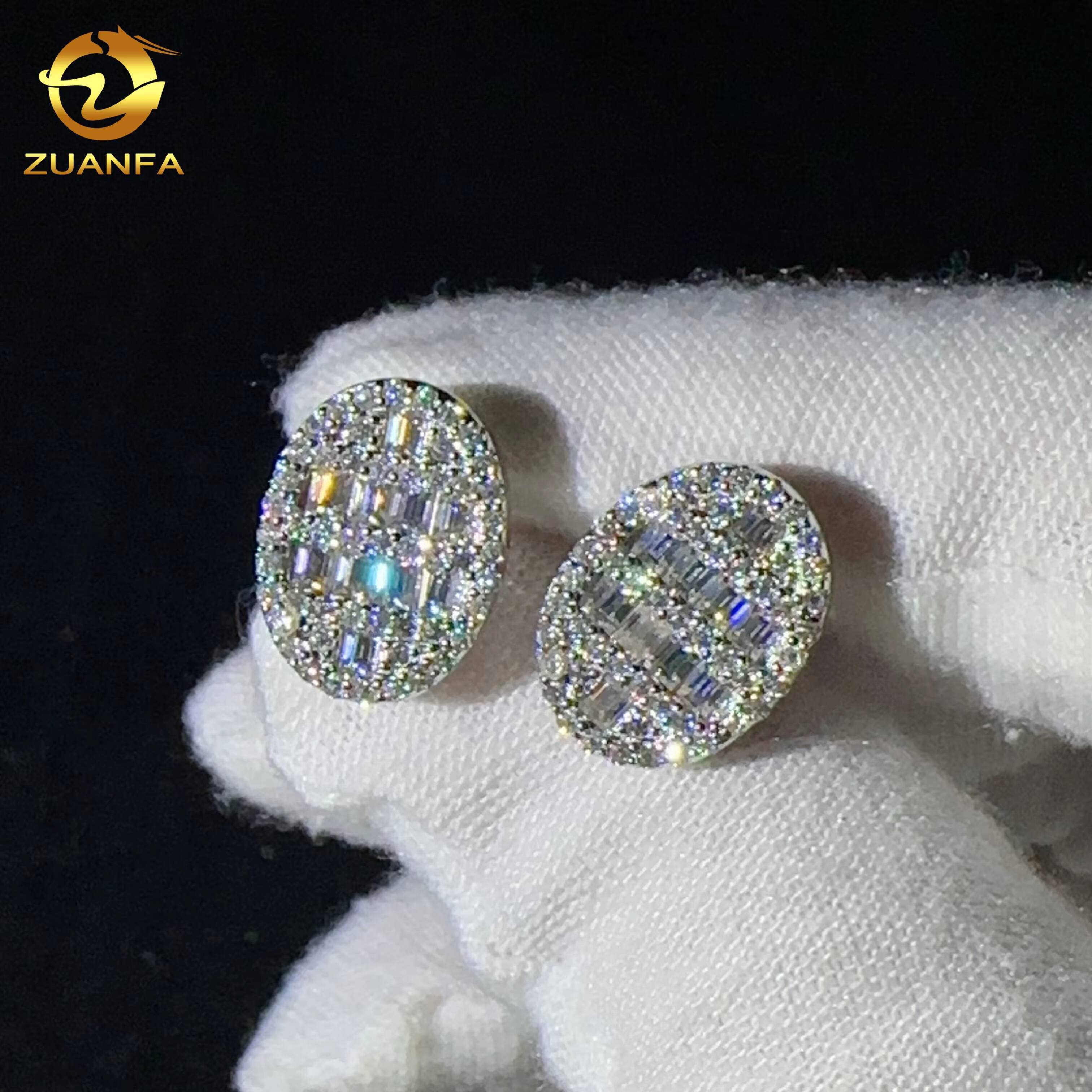 High Quality 925 Sterling Silver Fine Jewelry Earrings Luxury Shiny Men Vvs Moissanite Hip Hop Jewelry Diamond Earrings