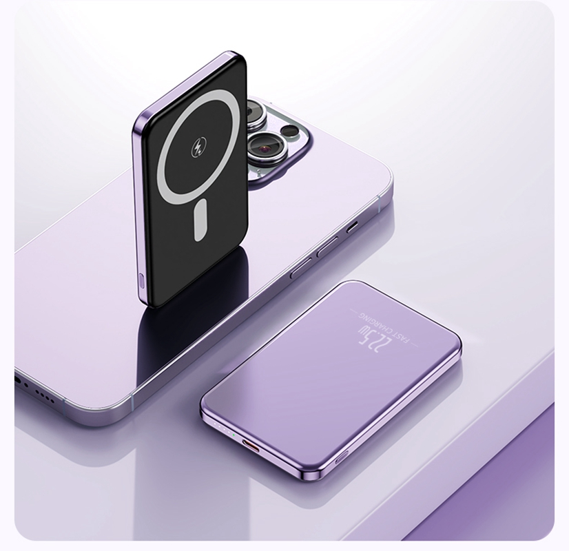 Winsway 5000mAh Ultra-Thin Magnetic Power Bank, 0.3-inch Mini Portable, 20W Fast Charging, Includes USB-C Charging Cable, Magnetic Stability