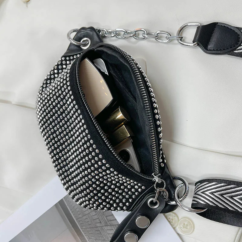 Lady Waist Bag Ladies Chain Shoulder Crossbody Chest Bags Diamond Fanny pack And Phone Pack Fashion Female Belt Bag 250731