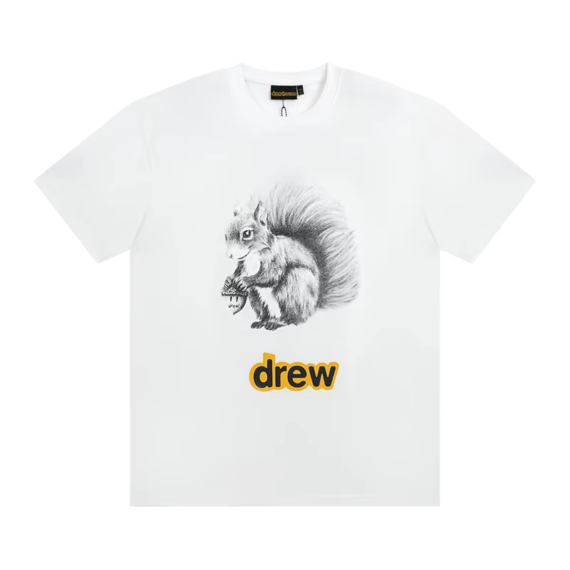 DREW HOUSE Hot Sale Sketch a squirrel print logo T shirt men's and women's printed loose short sleeve T-shirt