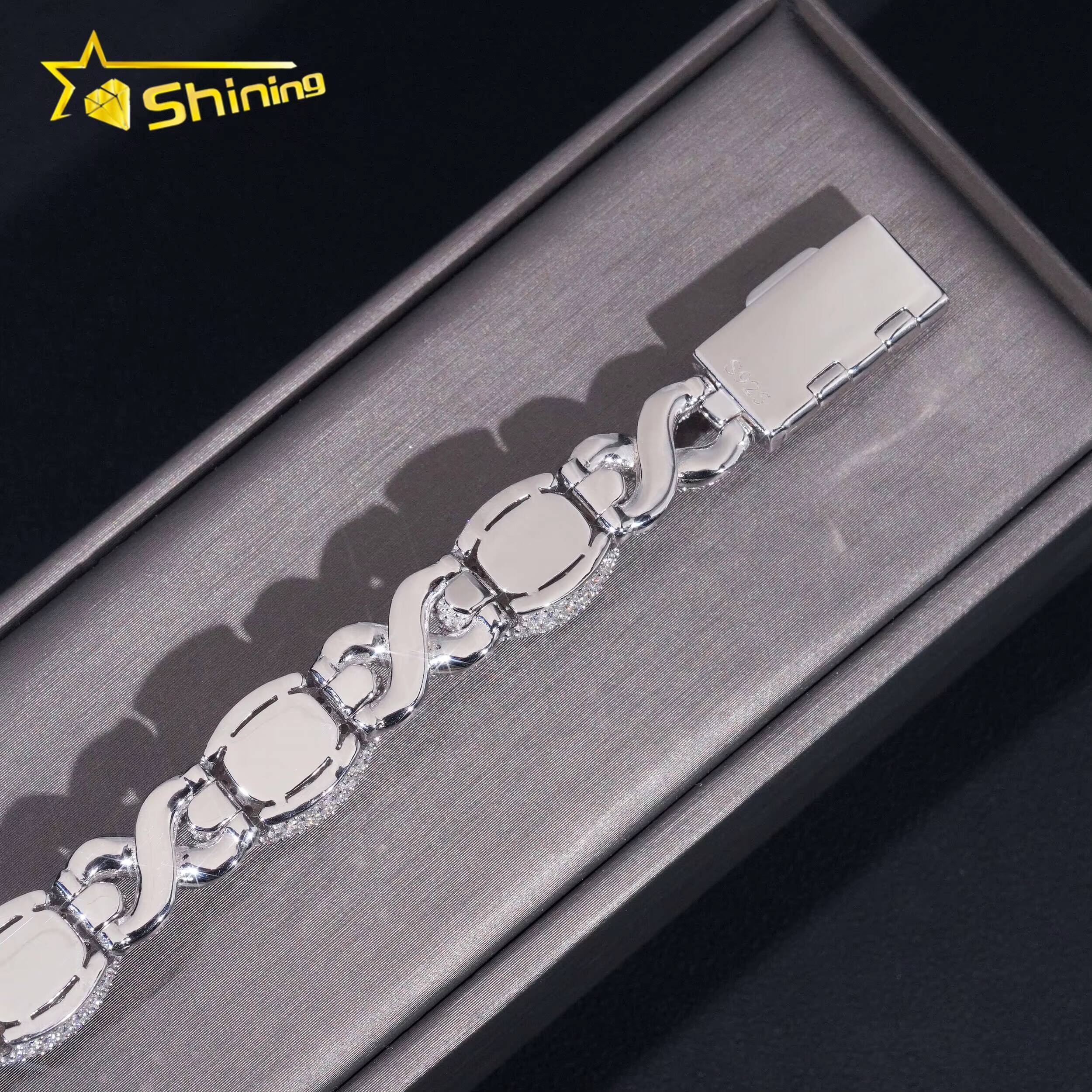 New Design Pass Diamond Tester Silver 925 Gold Plated Hip Hop Jewelry 12mm Big Eye Colored Custom Moissanite Cuban Link Bracelet