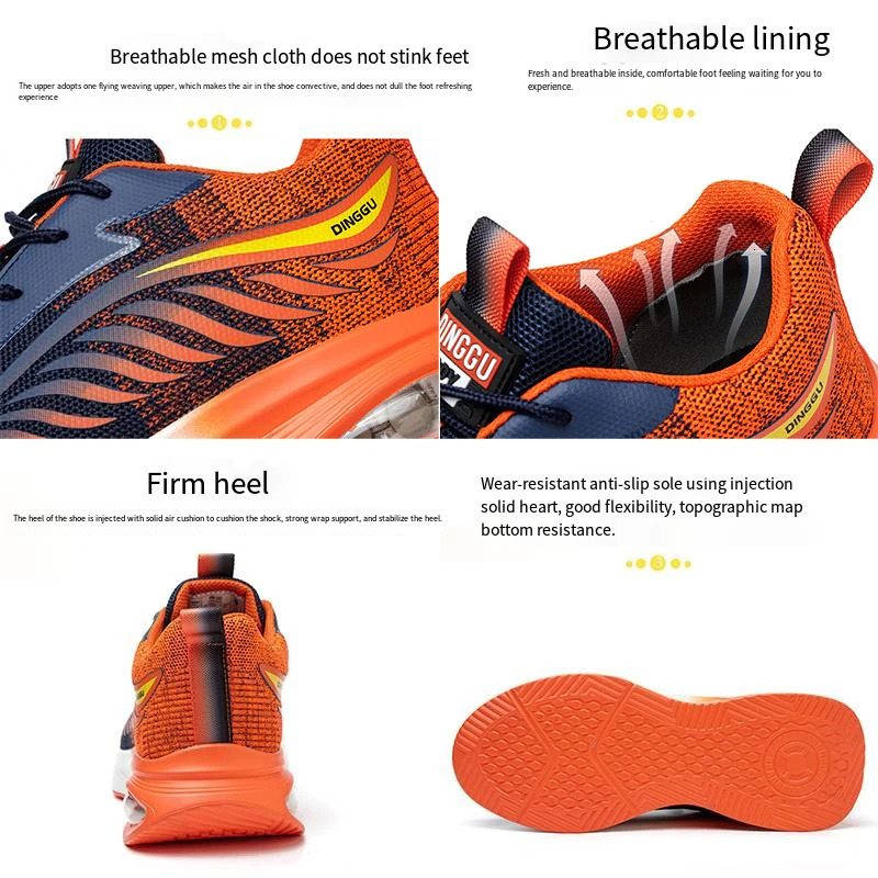 Summer Safety Shoes Men Lightweight Anti-smashing Anti-piercing Wear-resistant Flying Woven Breathable Deodorant Work Shoes 250731