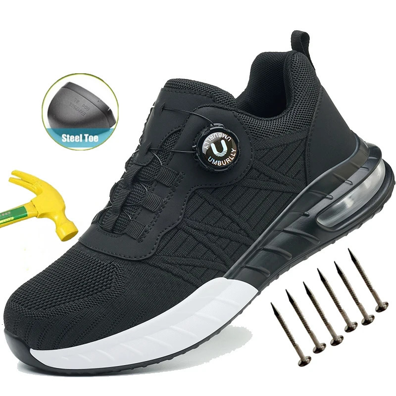 Mens Steel Toe Work Boots Cushioned Safety Shoes with Anti-Puncture Outsole Protection for Construction Industrial Work Shoes 250731
