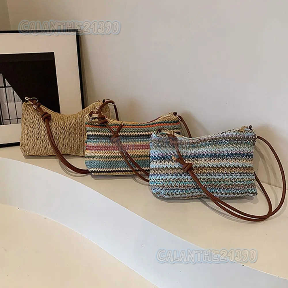 Fashion Women Summer Bohemian Straw Bag Woven Beach Crossbody Bag Shoulder Messenger Bag Girls Handbags Straw Bag Gifts H250801