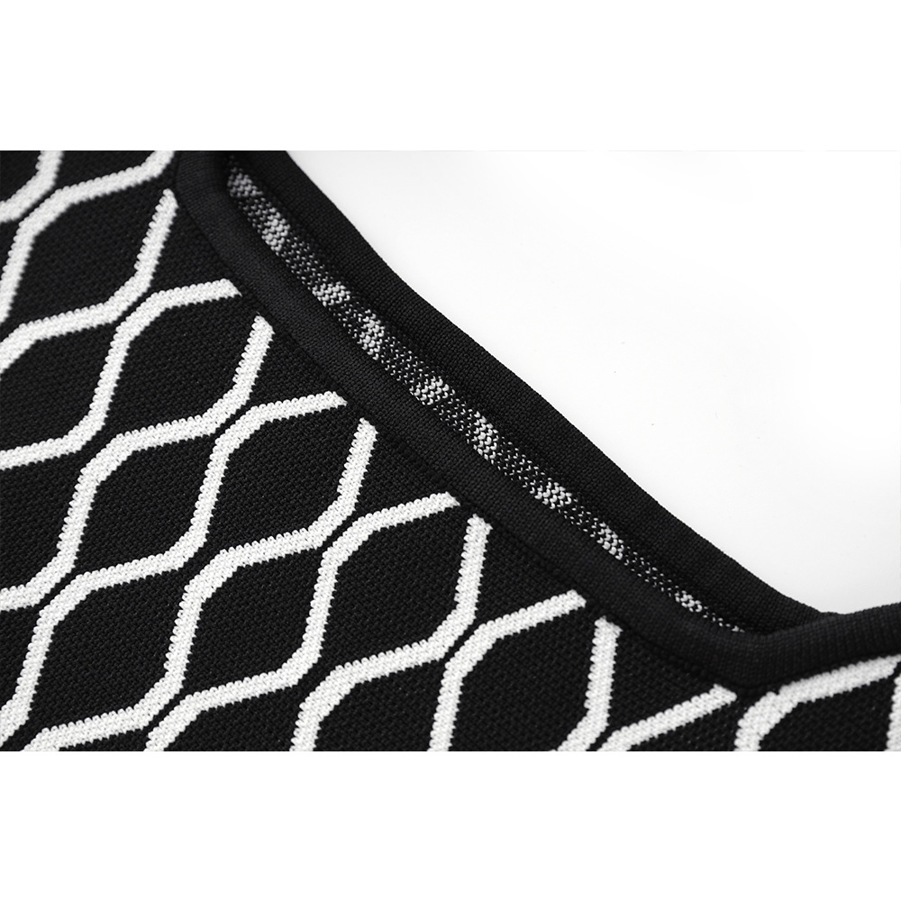 Casual Dresses Women's Niche design Geometric Jacquard Sleeveless Dress Autumn Sweet Ladies Slim High-Waisted A-Line Short Robe