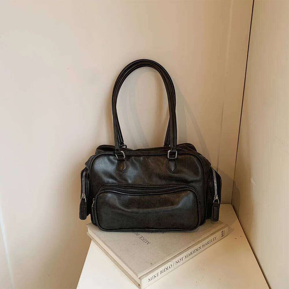 Shoulder Women with Multi-Pockets Tote PU Leather Solid Color Hobo Bag Handbag for Work Travel