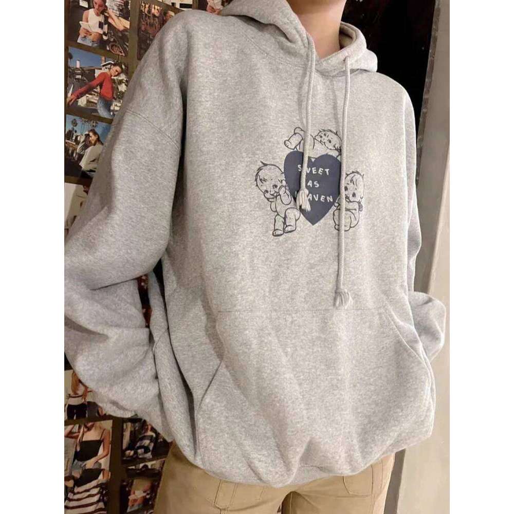 Designer Clothing 2025 Angels Print Hoodie Women Spring Cotton Hooded Long Sleeve Pullover Female Casual Vintage Streetwear Hoodies Sweatshirts