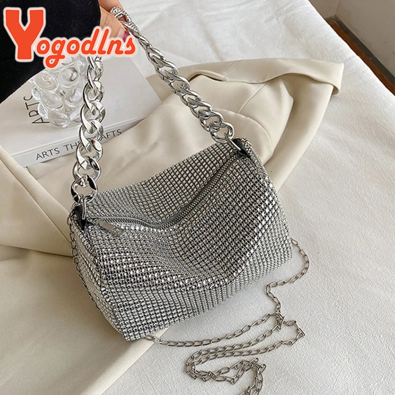 Yogodlns Bling Diamond Small Crossbody Messenger Bags Women Summer Trend Fashion Travel Shoulder Handbags Purses 250731