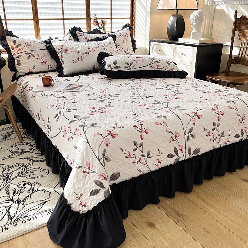 Luxury Designer Four-season Bed Skirt Lace Thickened Bed Sheet Four-piece Set Quilted Non-slip Bed Cover Single Piece Three-piece Set Tatami Mattress 