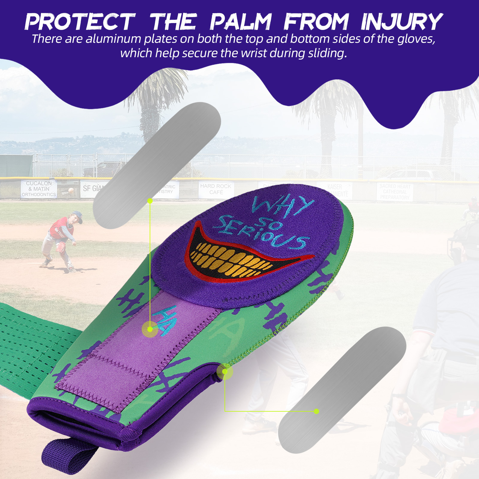 Wholesale Youth Sliding Mitts Funny Green Slide Glove Baseball Oven Baserunning Mitten Baseball Runner Softball Hand Guard