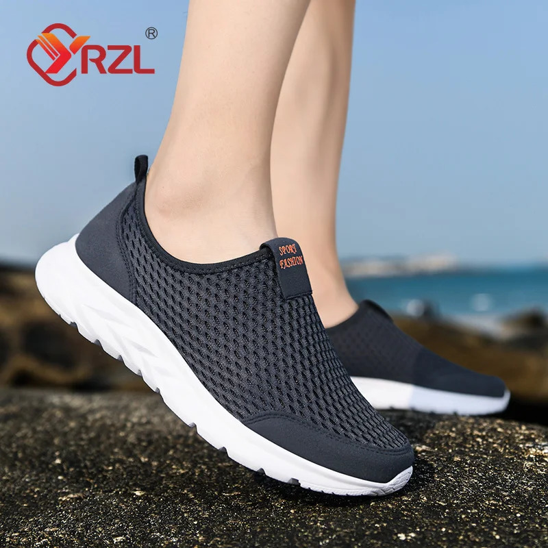 YRZL Mens Sneakers Breathable Mesh Men Casual Shoes Outdoor Non-Slip Big Size Loafers Walking Lightweight Male Tennis shoes 250731