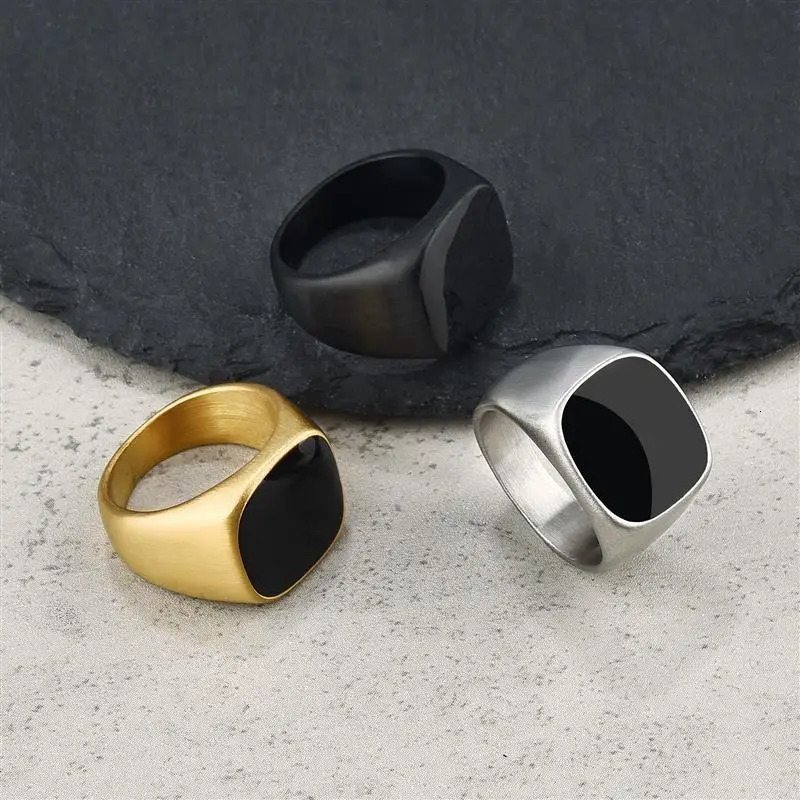 Fashion Male Punk Rock Stainless Steel Black Frosted Ring For Men Women Hip Hop Party Male Wedding Jewelry Gift 250731