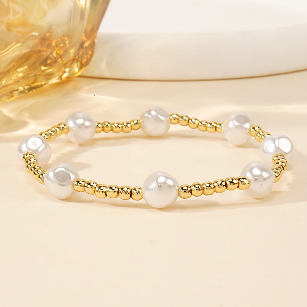 Vlen Shell Pearl Stackable Bracelet 18K Gold Plated Beaded Bracelets for Women Boho Summer Dainty Charm Pulseras Jewelry 250617