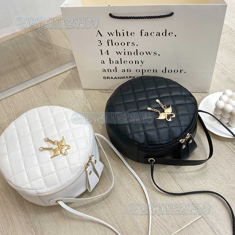 New Small Round Bag Handbag 2025 Ladies Bag Womens Diamond Grid Bag Embroidered Small Bag H250801