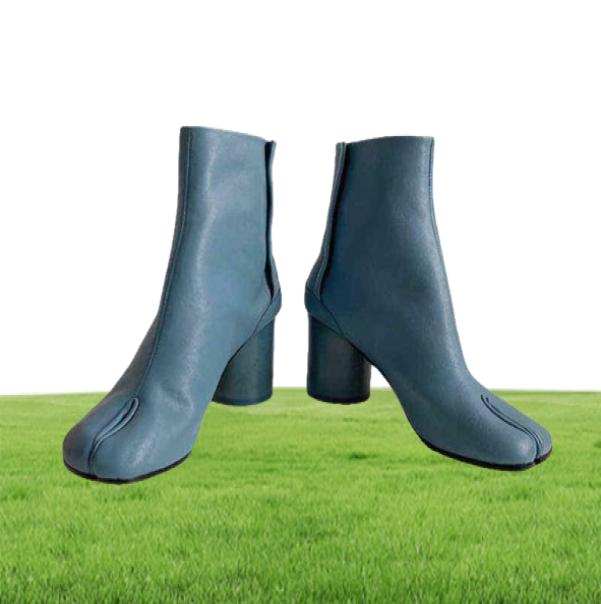 Boot Split Toe Ankle Ninja Tabi Boots Leather Women Mm6 Hook and Loop Closure Type Round Heels 8cm 3cm Heel Shoes Woman 2203101440330