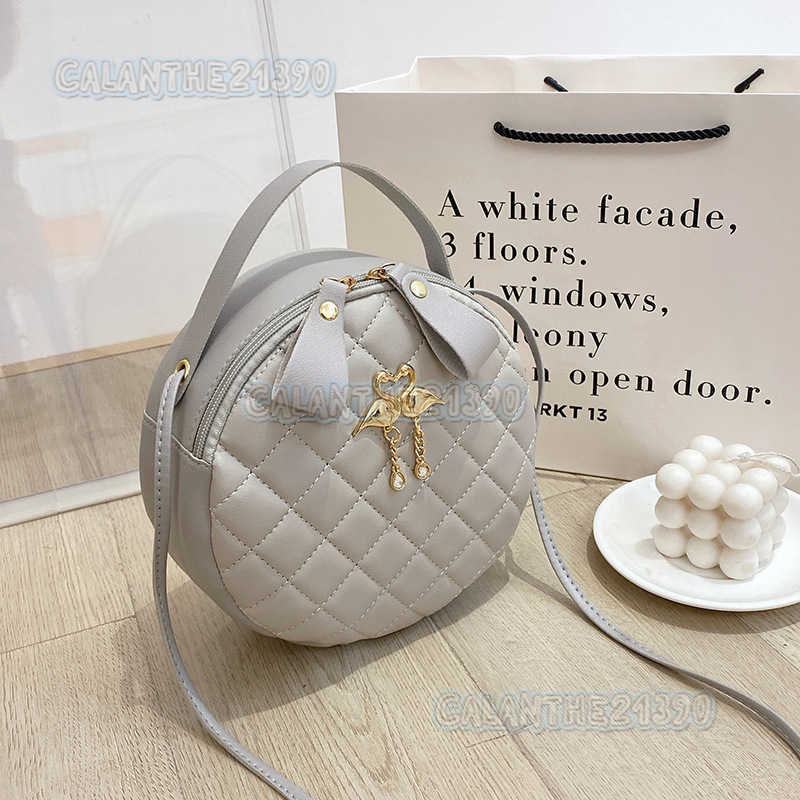 New Small Round Bag Handbag 2025 Ladies Bag Womens Diamond Grid Bag Embroidered Small Bag H250801