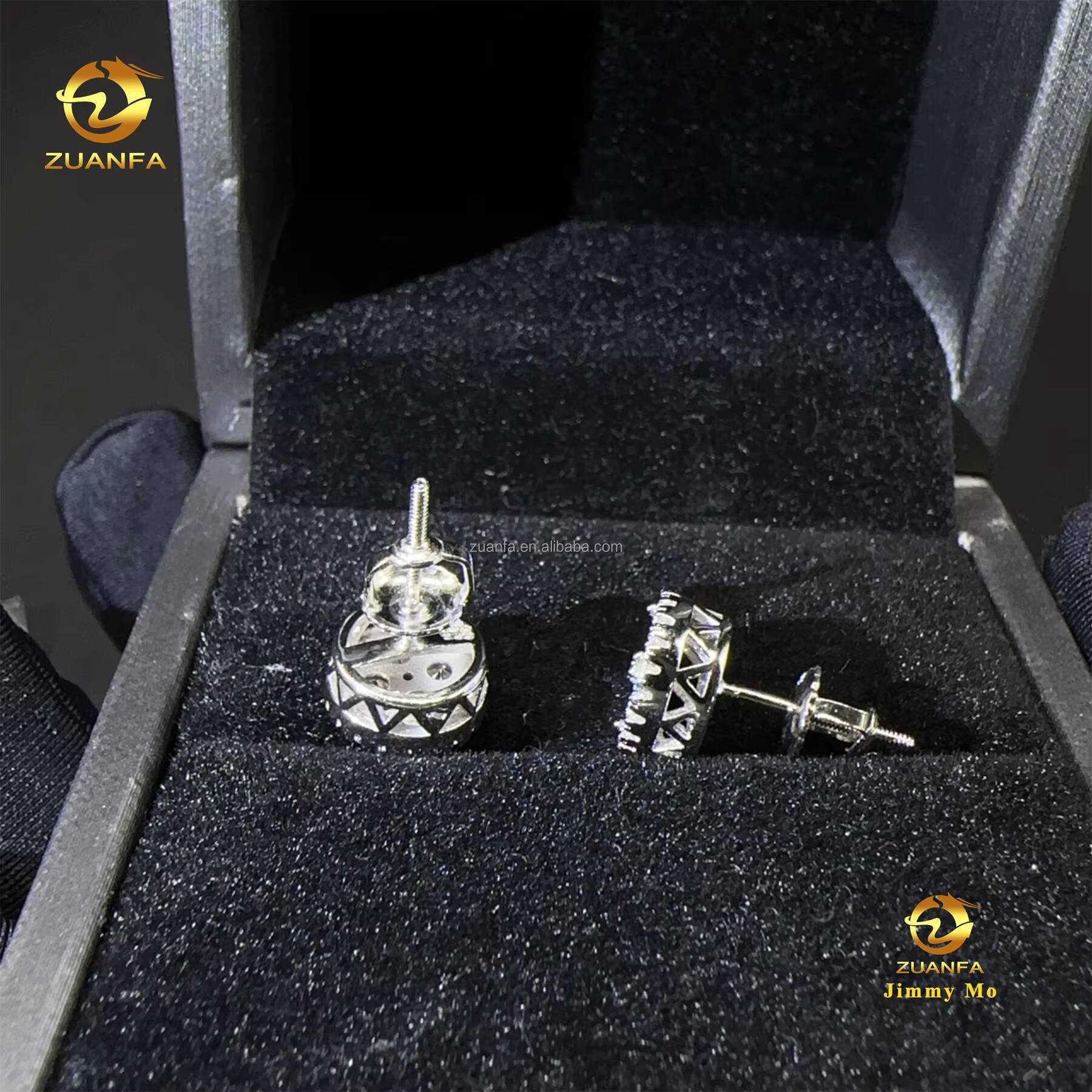 Best Selling Fashion Style Drop Shining Hip Hop Style 925 Silver Iced Out VVS1 Moissanite Diamond Stud Earrings Man Gift