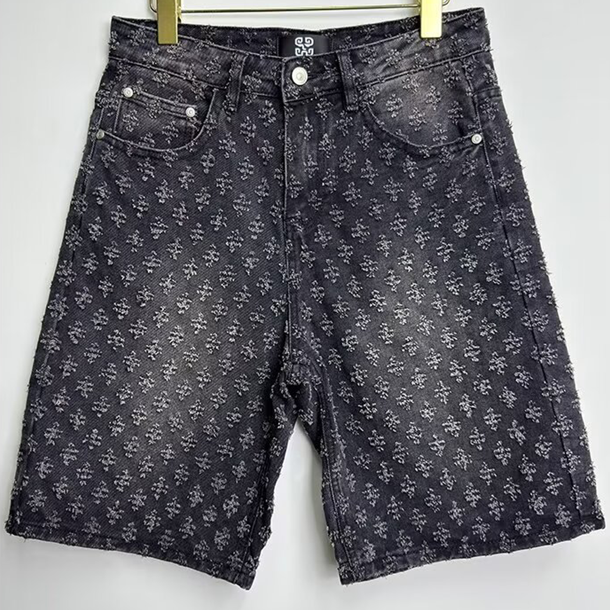 Designer Men's Shorts Cowboy Summer Workwear Pants Loose Straight Leg Mid Length Elastic Waist American High Street Trendy