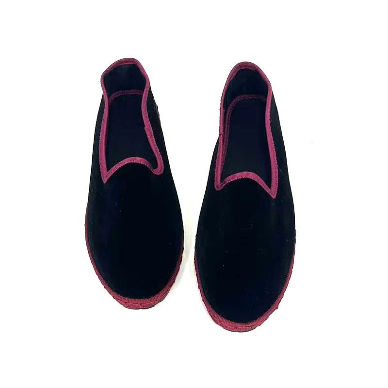 Velvet Black Flats Shoes Women Slip on Casual Streetwear Hand Stitch Loafers Flannel Round Toe Ladies Mary Janes Shoes Footwear 250814