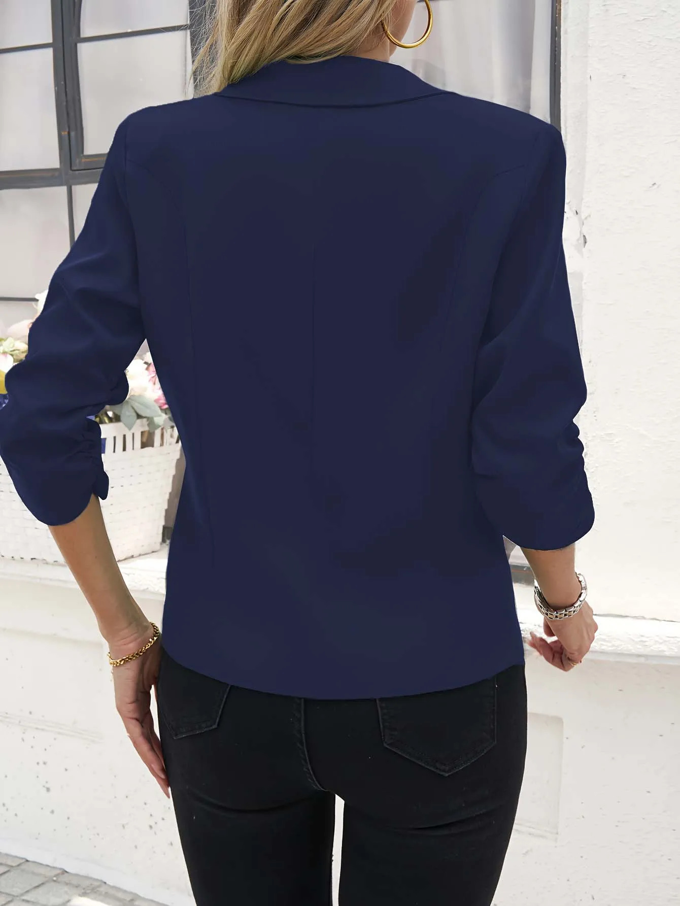 Womens 34 Sleeve Blazer Jacket Business Office Suit Slim Fit Spring Fall Workwear Professional Casual Formal Tops 250731