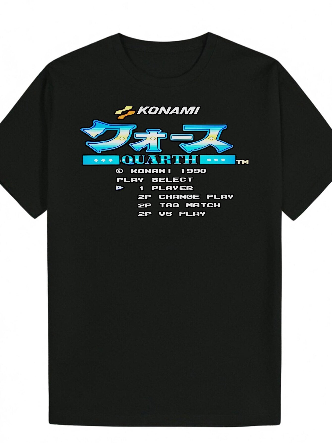 Men's Graphic - Black Polyester Crew Neck T-Shirt with Japanese Game Console Design, Suitable for Gamers' Summer Casual Shirt
