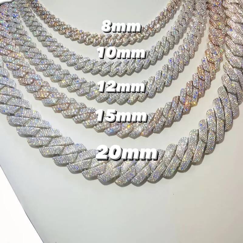 Hot Sale 925 Sterling Silver Vvs1 Moissanite Diamond Iced Out Cuban Link Chain for Men