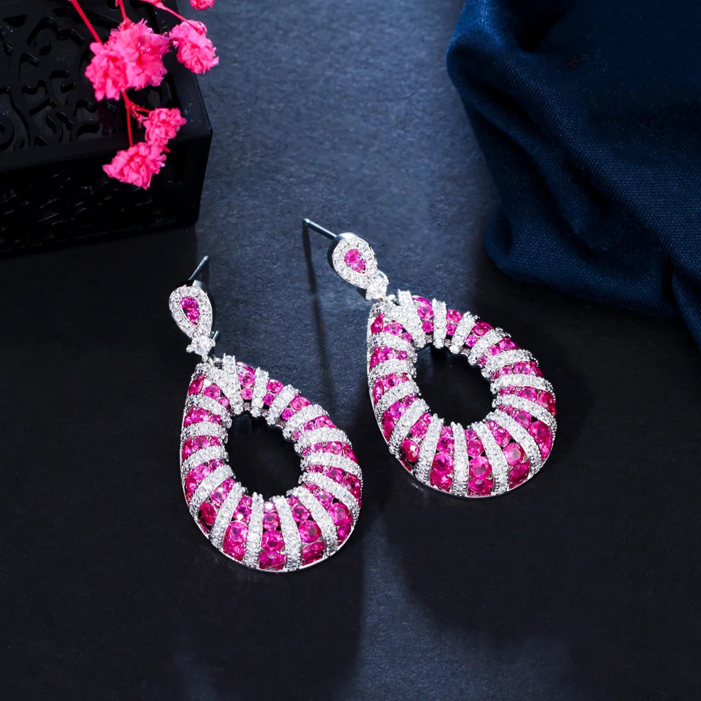 Pera Fashion Pink CZ Crystal Elegant Summer Party Jewelry Long Dangle Lollipop Color Style Drop Earrings for Women E908 250730