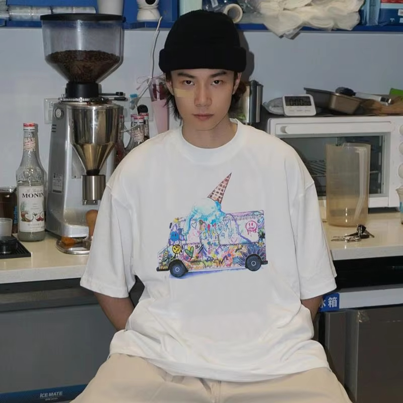 DREW HOUSE New Men's Clothing Ice cream Car logo T shirt men's and women's printed loose short sleeve T-shirt