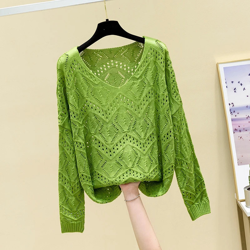 Pointelle Knit Top Long Sleeve Cropped Plain Pullover Women Jumper Knitwear Spring Summer Basic Outfit 250731