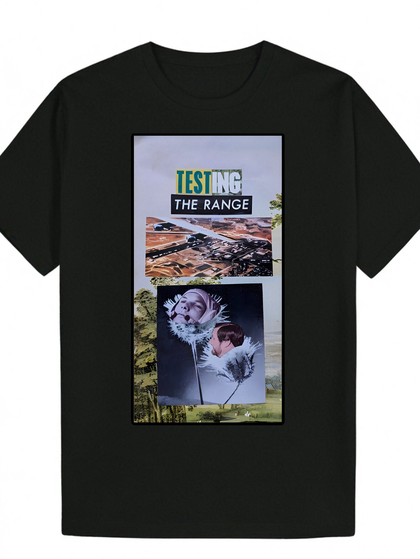 Men's with 'Test Range' - Black Polyester, Round Neck, Lightweight and Breathable, Summer Casual Wear Playful Pattern T-Shirt | Glossy,