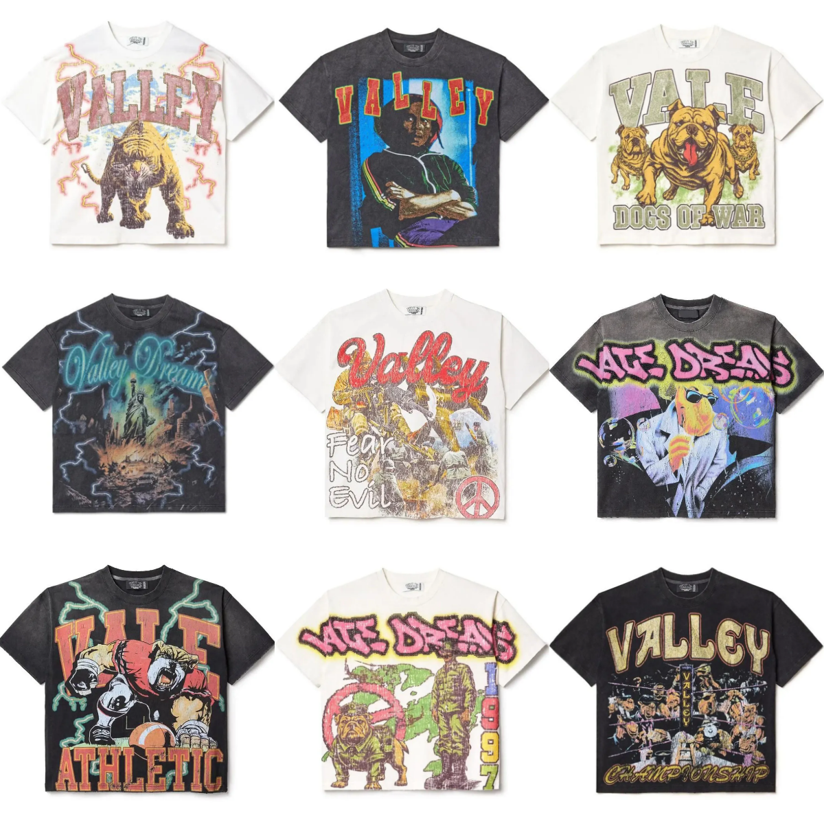 Designer Men's T Shirts Vally American Drop Animal Print Short Sleeve Harajuku Gothic Graphic Madam Top Street T-shirts Fashion Men Women Clothes