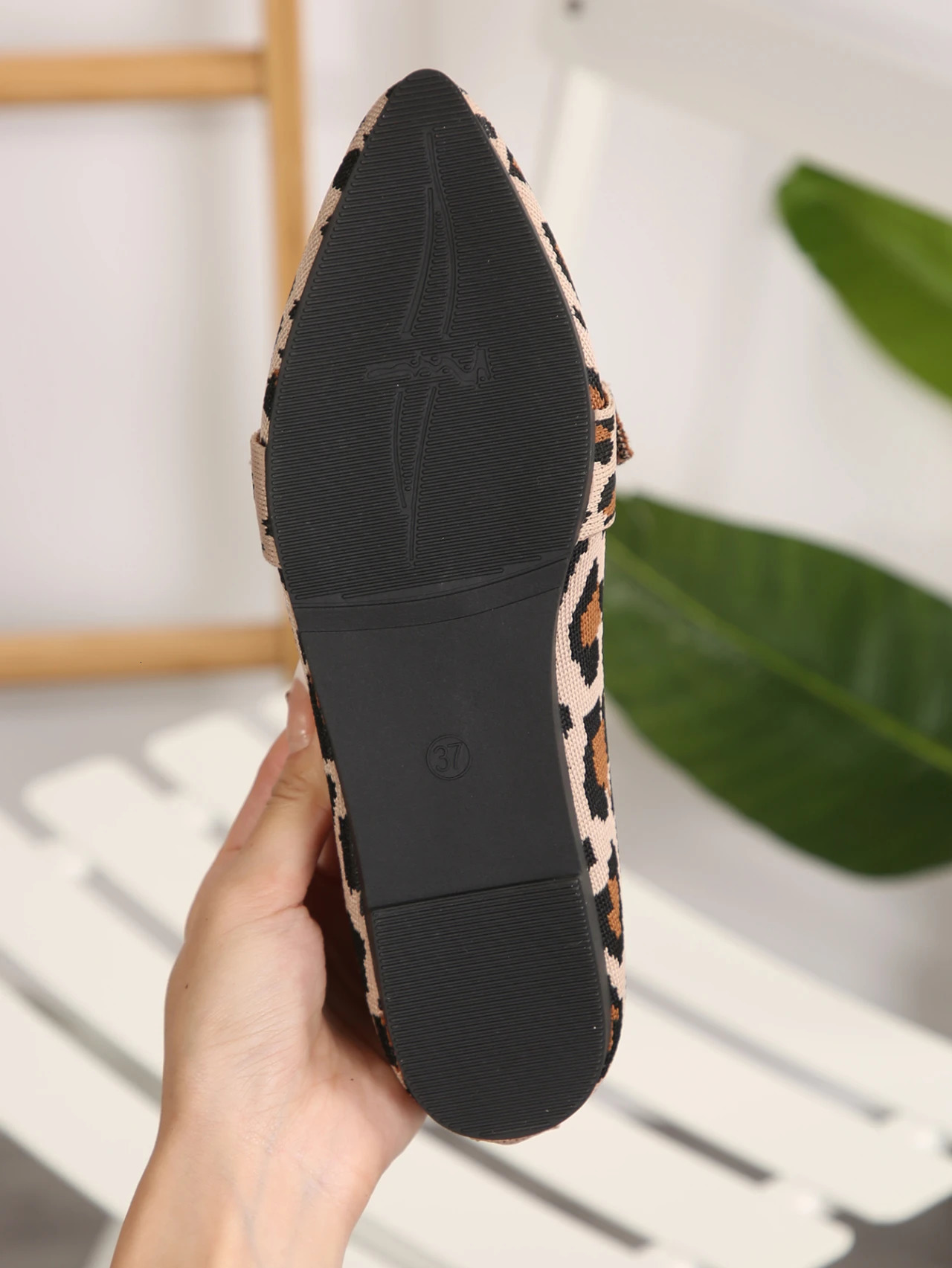 Leopard Print Flat Shoes for Women Shallow Slip-On Bow Shoes for Women 250731