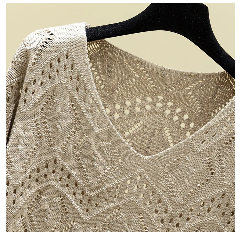 Pointelle Knit Top Long Sleeve Cropped Plain Pullover Women Jumper Knitwear Spring Summer Basic Outfit 250731