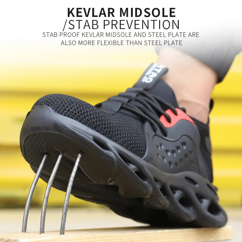 Comfortable Indestructible Safety Shoes Men Work Sneakers Light Security Boots Men Puncture-Proof Work Boots Steel Toe Shoes 250731