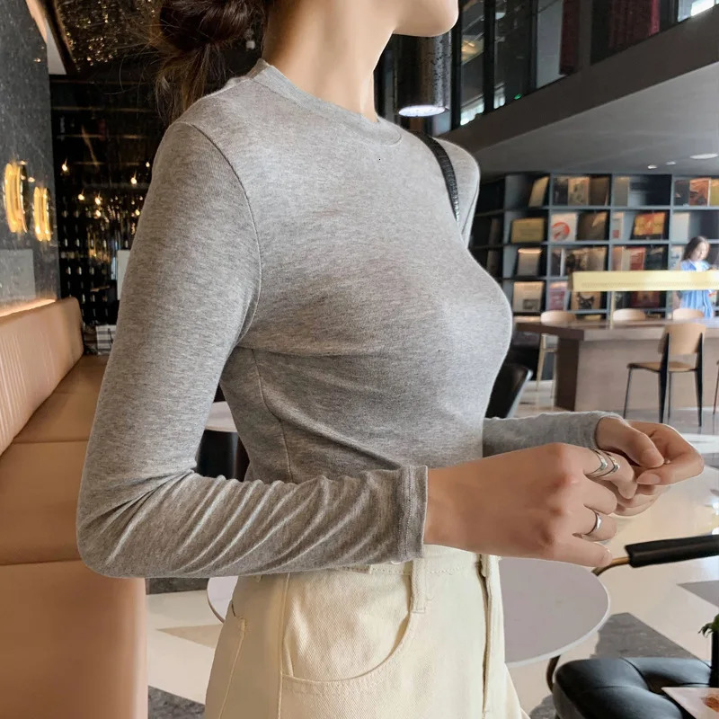 Modal Womens TShirt Crew Neck Versatile Bottom Shirt Long Sleeve Woman Inner T Women Tops Tees For Female 250731