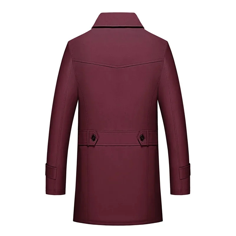 Mens Spring and Autumn Fashion Lapel Casual Trench Coat Korean Version of Medium Long Business Singlebreasted 250729