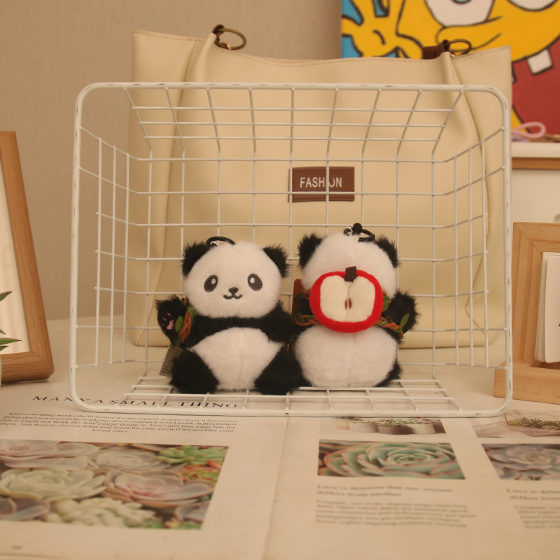 Panda pendant plush backpack keychain, 9 * 12cm panda keychain wallet pendant, women's gift