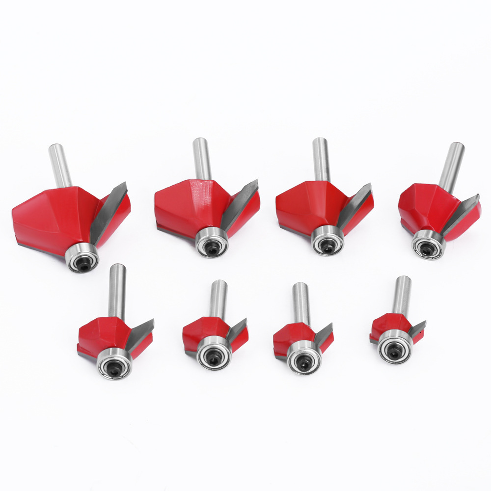 Red 45-Degree Bevel 1/4 6 Shank Half Round Relief Trimming hine Head Woodworking Milling Cutter