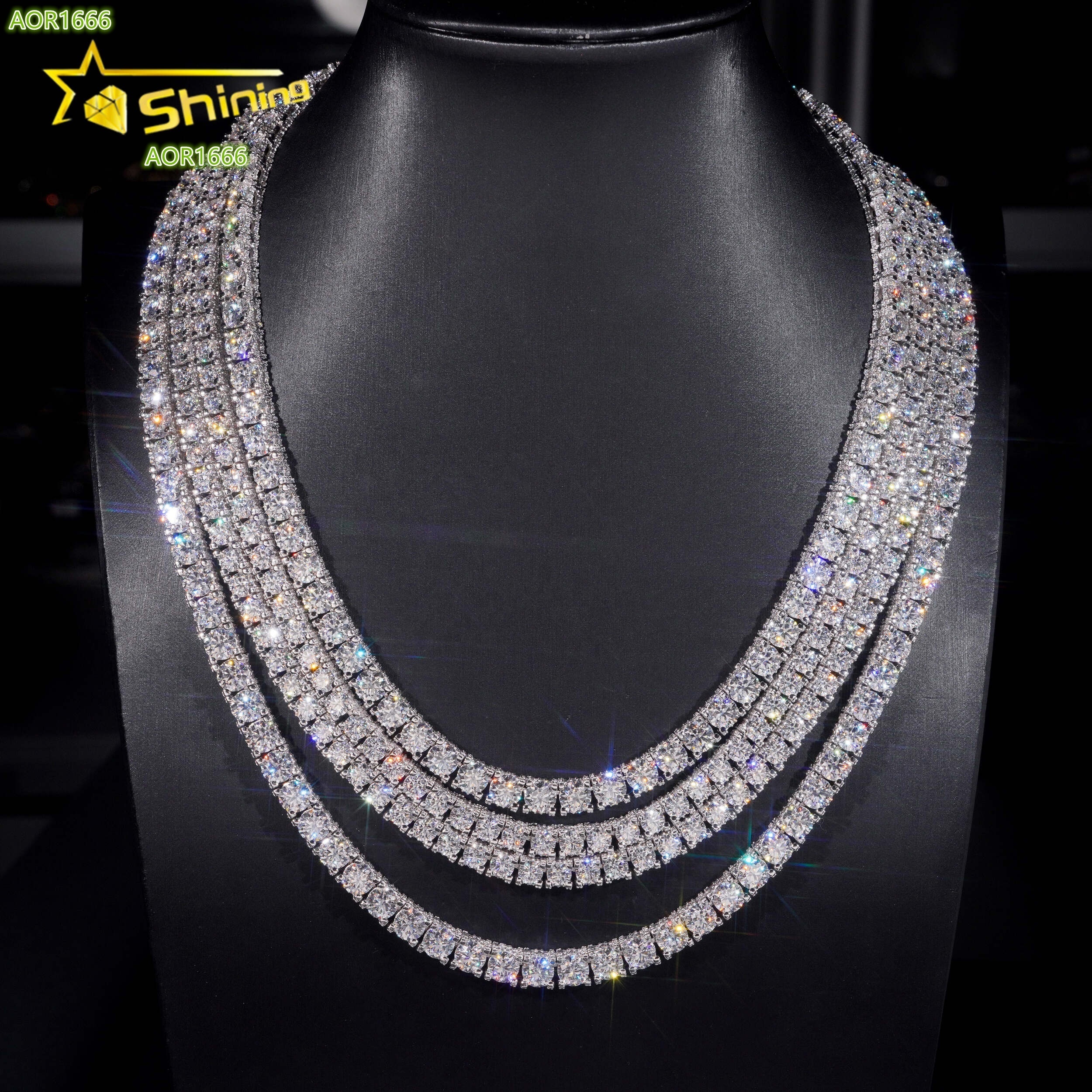 Hip Hop Luxury Classic Necklace 925 Silver 5mm 6mm Iced Out D Color VVS Moissanite Tennis Chain