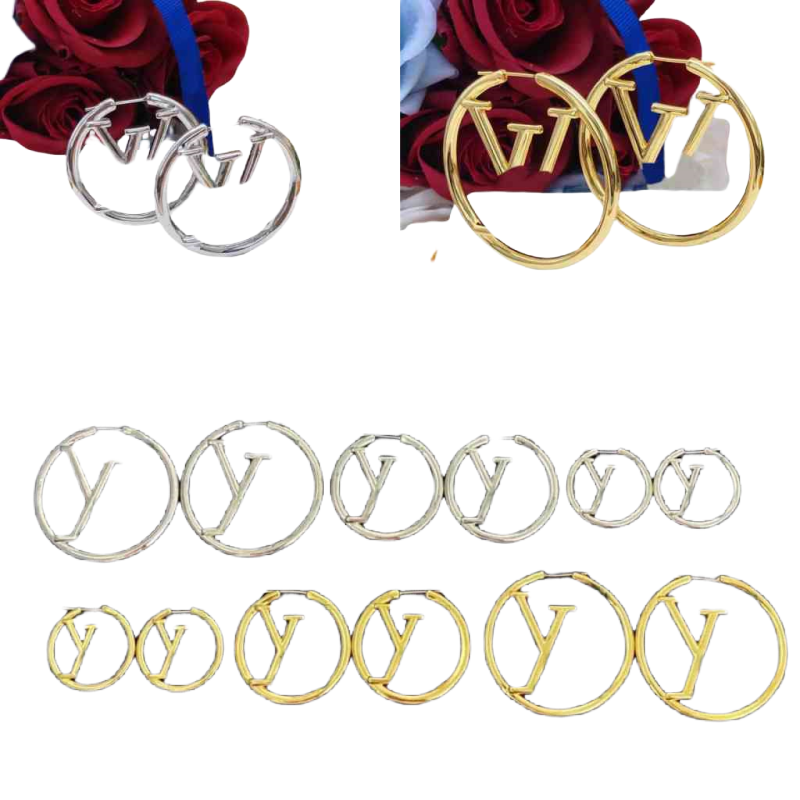 Luxury plated gold hoop earring dainty earring designer women letters round jewlery designer for woman earring versatile ladies oorbellen high quality faf249