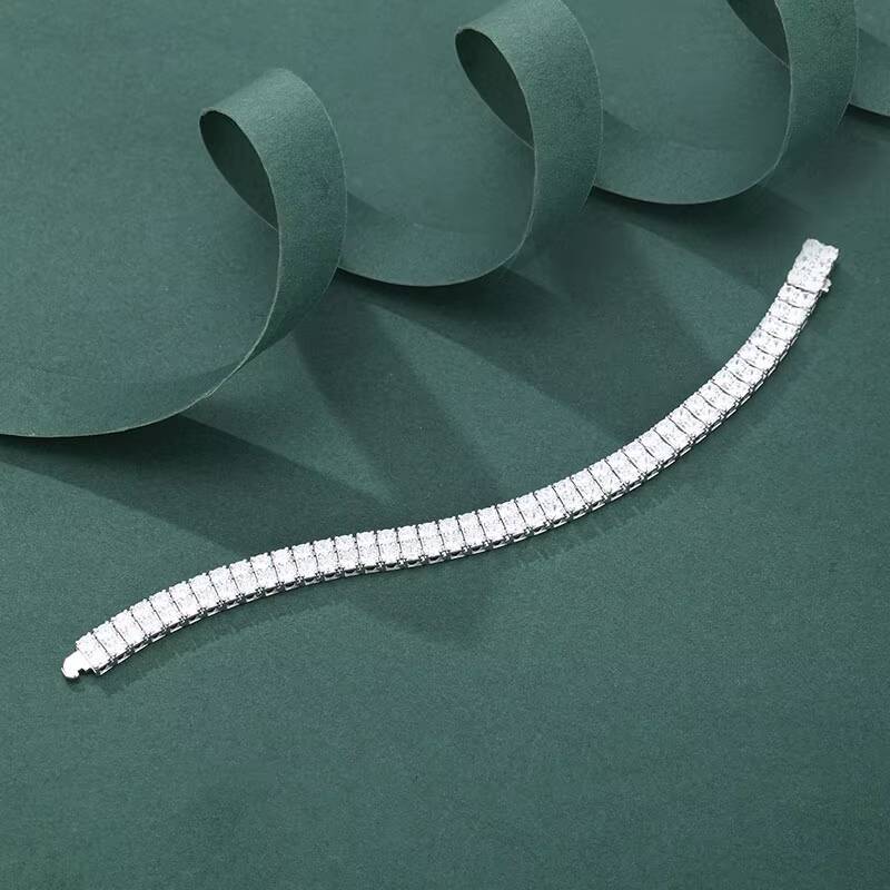 925 Sterling Silver Custom Double Row 3.5mm Vvs1 D Color Gra Certified Moissanite Diamond Tennis Bracelet Women Jewelry